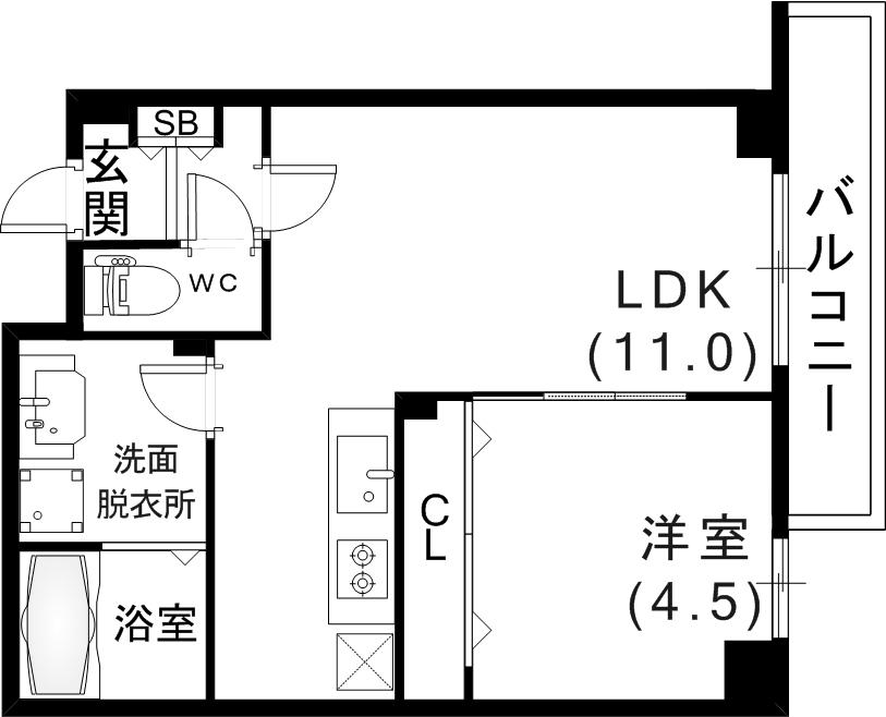 アリビラ六甲(1LDK/3階)の間取り写真