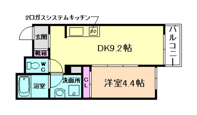 WINDBELL栄本町(1LDK/1階)の間取り写真