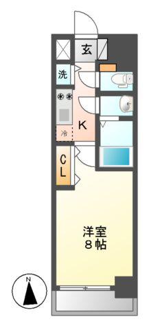 プレサンス新栄町ギャラント(1K/8階)の間取り写真