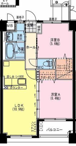 ヴェルディ(2LDK/5階)の間取り写真