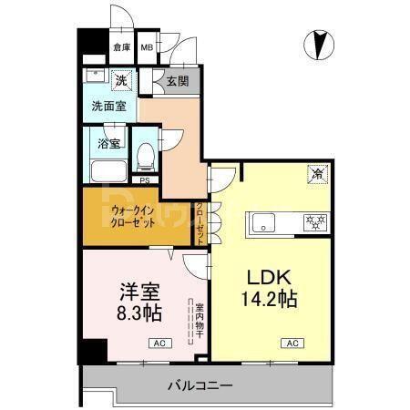 ロイジェント潮見(1LDK/7階)の間取り写真