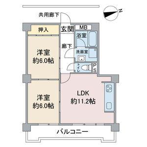 新日半田住吉ビル(2LDK/3階)の間取り写真