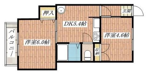 ヴァイセスシュロス南茨木(2K/3階)の間取り写真