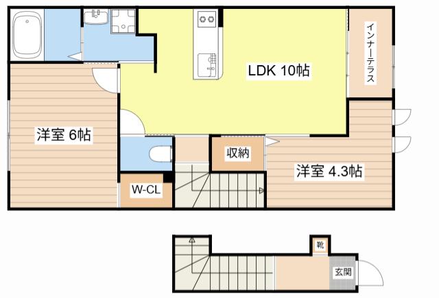 グランドソレーユII番館(2LDK/2階)の間取り写真