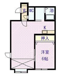 シンフォニー宮下 B棟(1LDK/2階)の間取り写真