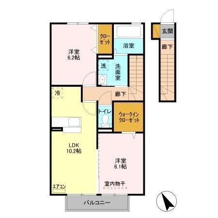ブリランテ A(2LDK/2階)の間取り写真