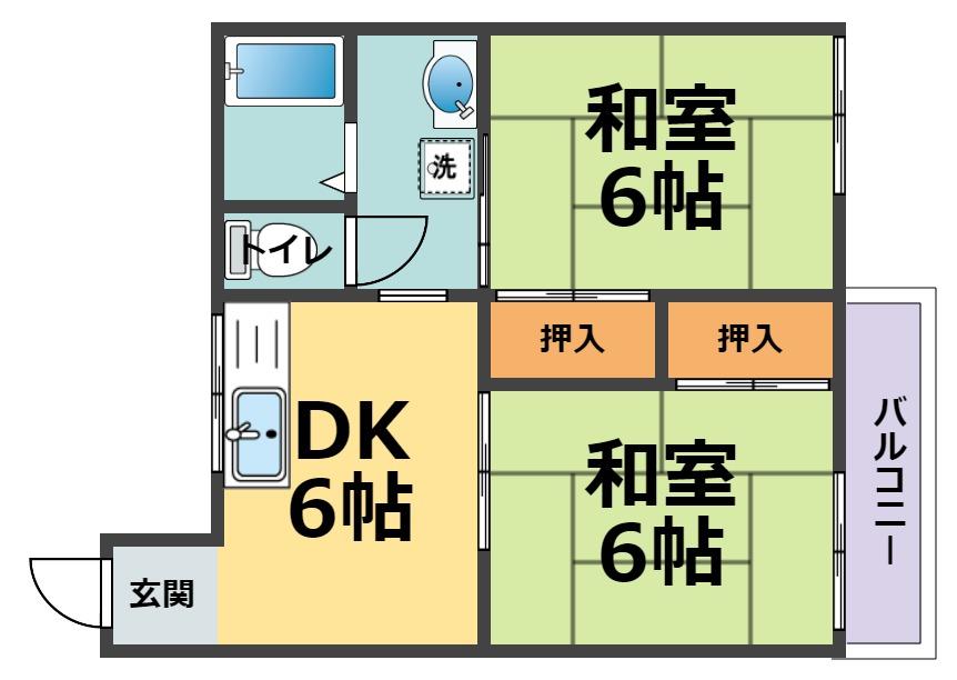 アネックス甲子園三番町(2DK/2階)の間取り写真