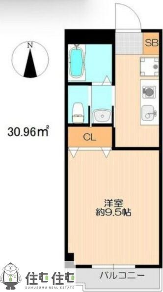 トミヨシロンハイツ(1K/2階)の間取り写真