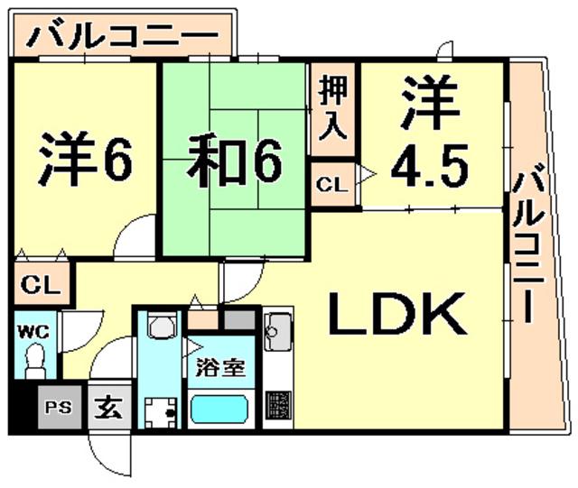 ノースフレア(3LDK/2階)の間取り写真