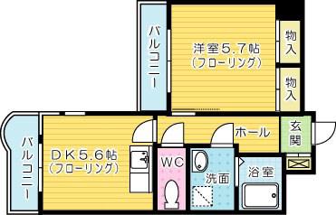 ギャラン小文字(1DK/8階)の間取り写真