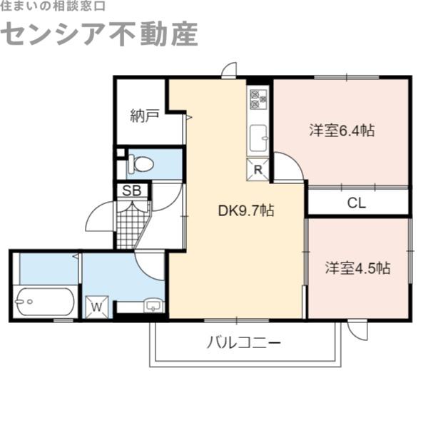 カーサ ウィステリア(2LDK/1階)の間取り写真