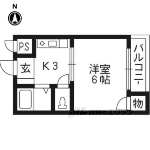 クインズコート(1K/1階)の間取り写真