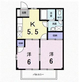 リバーサイドビラIV(2K/2階)の間取り写真