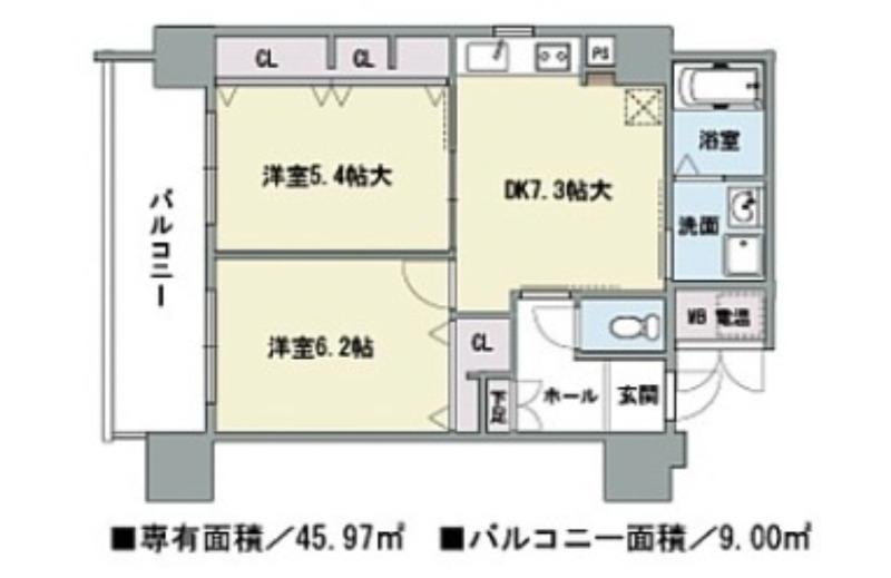 エスポルテ福島(2DK/4階)の間取り写真