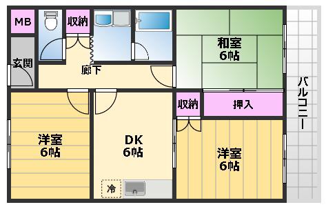 ハイムとのぎ(3DK/1階)の間取り写真
