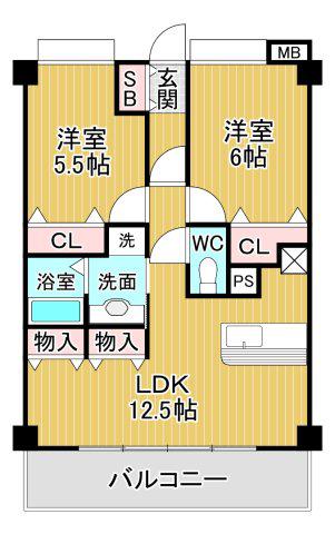 ひよどり(2LDK/1階)の間取り写真