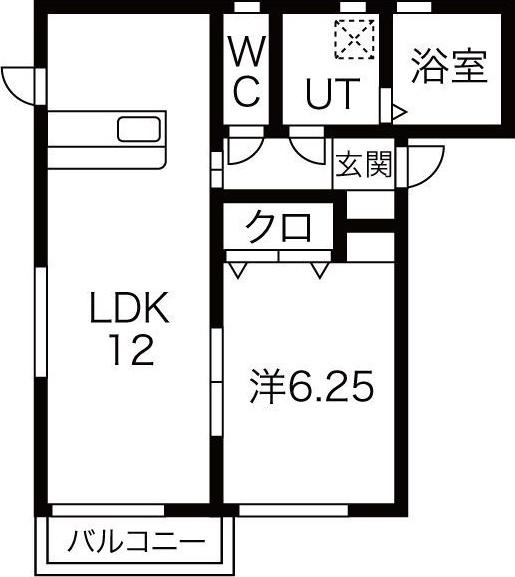 花巻ステーションアベニューA棟(1LDK/1階)の間取り写真