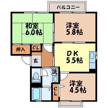 フォーレスM(3DK/2階)の間取り写真
