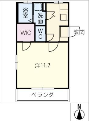 オアシス津(1K/2階)の間取り写真