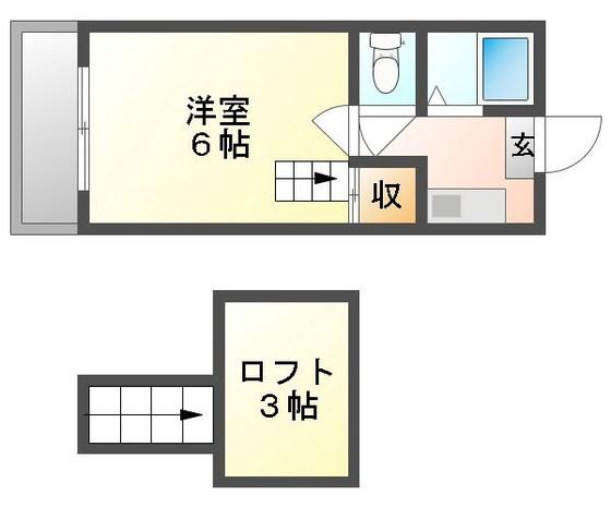 アバンティー奉還町(1K/2階)の間取り写真
