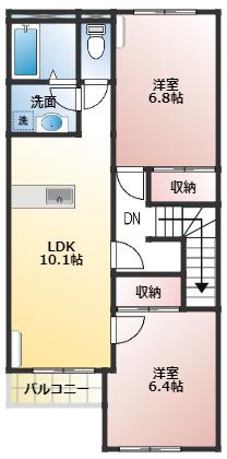 MOLTI(2LDK/2階)の間取り写真
