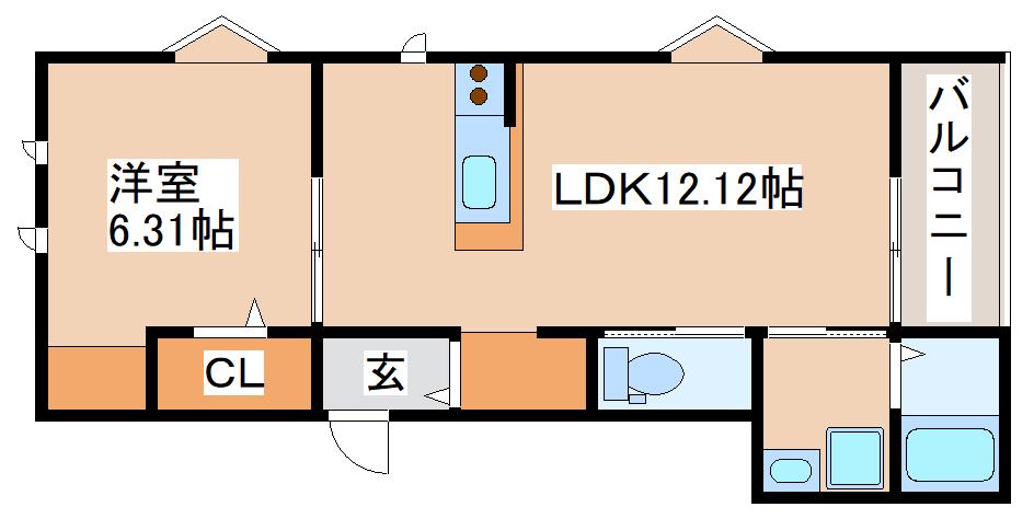  西新町PJ(1LDK/1階)の間取り写真