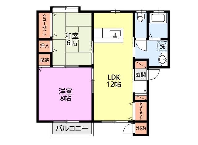 グレイスコートシマダB(2LDK/1階)の間取り写真