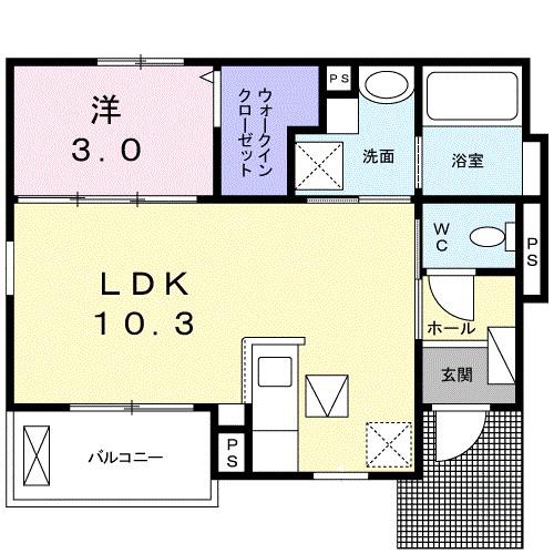 ジールII(1LDK/1階)の間取り写真