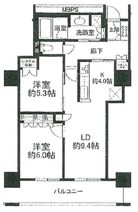 阿波座ライズタワーズフラッグ46(2LDK/4階)の間取り写真