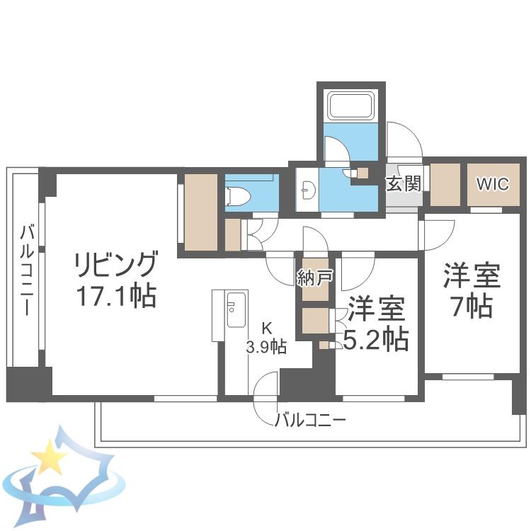 シティタワー札幌(2LDK/10階)の間取り写真