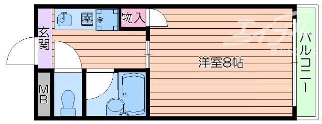エムハイツ(1K/3階)の間取り写真