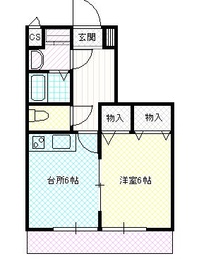 CREA雄徳山(1DK/1階)の間取り写真