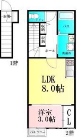 プログレス(1LDK/2階)の間取り写真