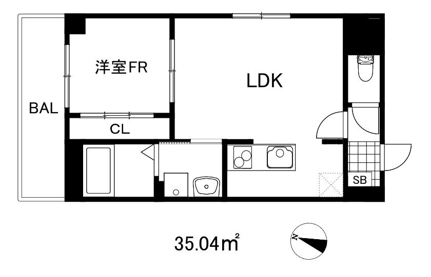 サンシエ神戸元町(1LDK/3階)の間取り写真