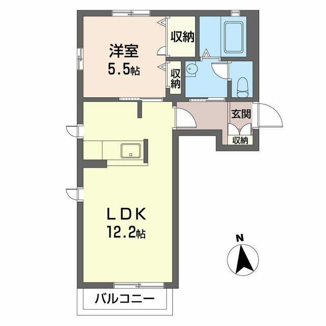 エイラクA(1LDK/1階)の間取り写真