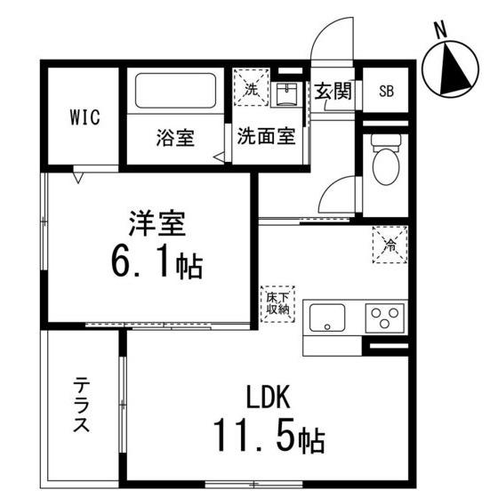 エルタスコート成田町(1LDK/2階)の間取り写真