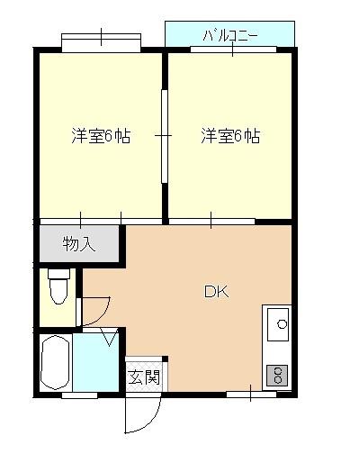 ホワイトハイツウマハシ(2DK/2階)の間取り写真