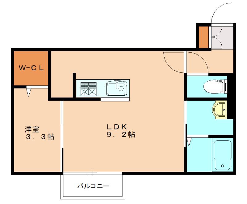 DROOM桜 本城(1LDK/1階)の間取り写真