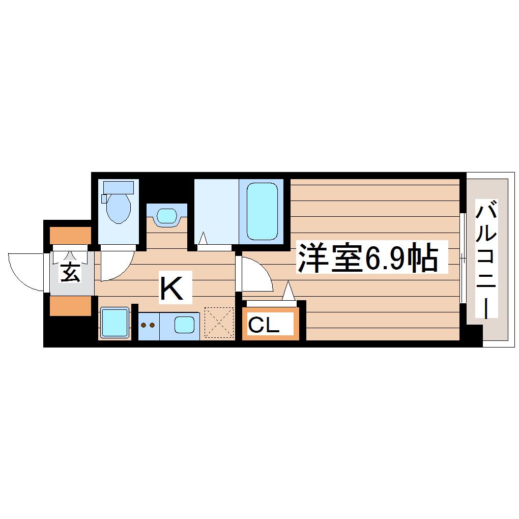 ベレタ卸町(1K/3階)の間取り写真