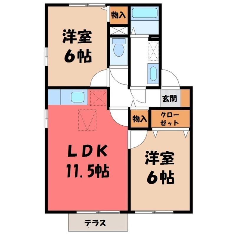 サンボナールIWAI(2LDK/1階)の間取り写真
