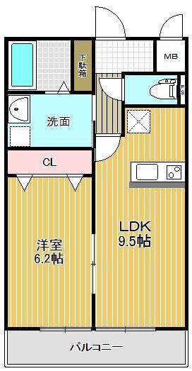 グランKII(1LDK/2階)の間取り写真