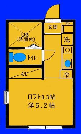 キーウエスト妙蓮寺(ワンルーム/2階)の間取り写真