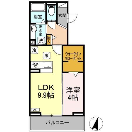 D CREST 田沼3丁目(1LDK/1階)の間取り写真