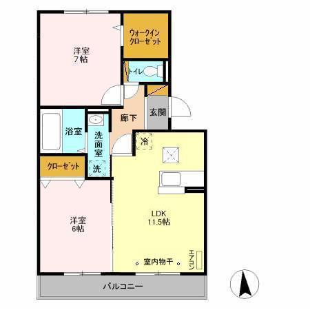 ハイツバンビス(2LDK/1階)の間取り写真