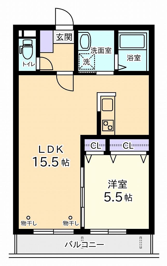 ODENSE桜(1LDK/2階)の間取り写真