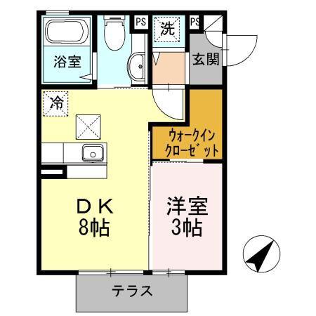 ガーデンプレイスIII(1DK/2階)の間取り写真