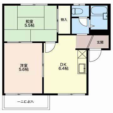 ドミール福寿(2DK/2階)の間取り写真