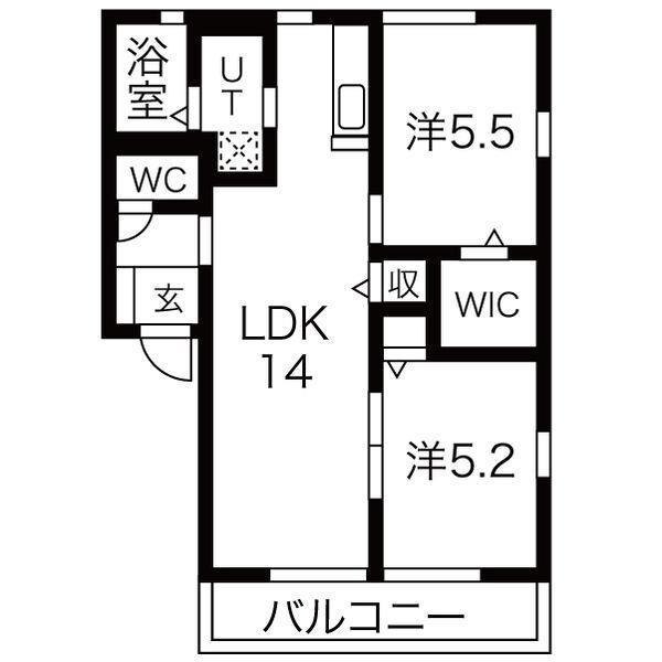 アルフェッカB(2LDK/1階)の間取り写真