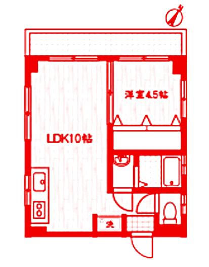 渡邉第1ビル(1LDK/3階)の間取り写真