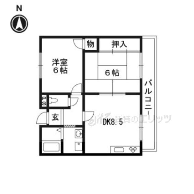 エステート樋口(2LDK/1階)の間取り写真